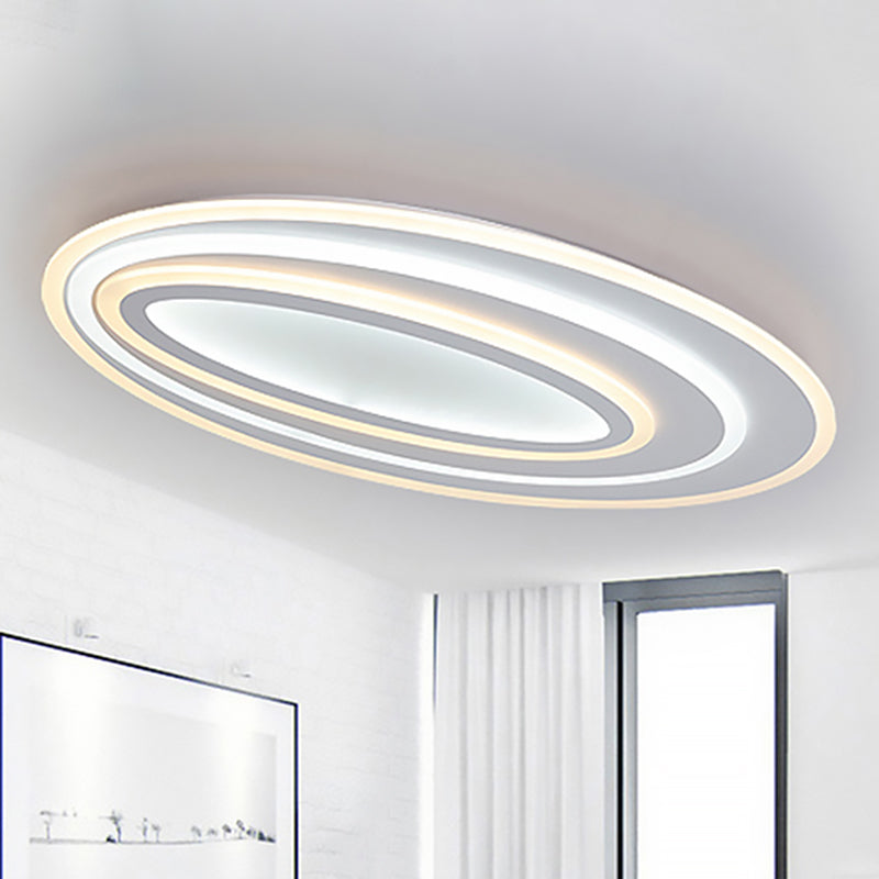 Oval Flushmount Light Simple Acrylic LED 19.5"/23.5"/31.5" Wide Bedroom Flush Ceiling Lamp in Warm/White Light White Clearhalo 'Ceiling Lights' 'Close To Ceiling Lights' 'Close to ceiling' 'Flush mount' Lighting' 600742