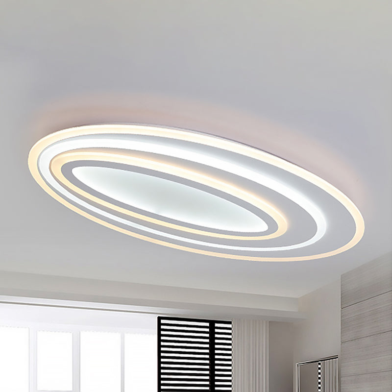 Oval Flushmount Light Simple Acrylic LED 19.5"/23.5"/31.5" Wide Bedroom Flush Ceiling Lamp in Warm/White Light Clearhalo 'Ceiling Lights' 'Close To Ceiling Lights' 'Close to ceiling' 'Flush mount' Lighting' 600743