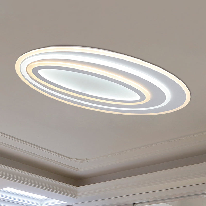 Oval Flushmount Light Simple Acrylic LED 19.5"/23.5"/31.5" Wide Bedroom Flush Ceiling Lamp in Warm/White Light Clearhalo 'Ceiling Lights' 'Close To Ceiling Lights' 'Close to ceiling' 'Flush mount' Lighting' 600744