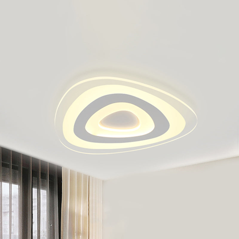 16"/20"/24.5" Wide Contemporary LED Flush Mount Light with Acrylic Shade White Triangle Ceiling Lamp in Warm/White Light Clearhalo 'Ceiling Lights' 'Close To Ceiling Lights' 'Close to ceiling' 'Flush mount' Lighting' 600778