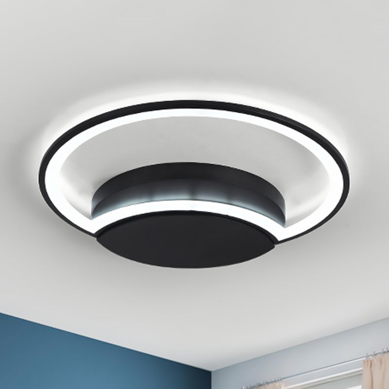 16"/19.5"/23.5" Wide LED Bedroom Ceiling Light with Circle Acrylic Shade White/Black/White and Black Flush Lamp in Warm/White Light Black Clearhalo 'Ceiling Lights' 'Close To Ceiling Lights' 'Close to ceiling' 'Flush mount' Lighting' 600785