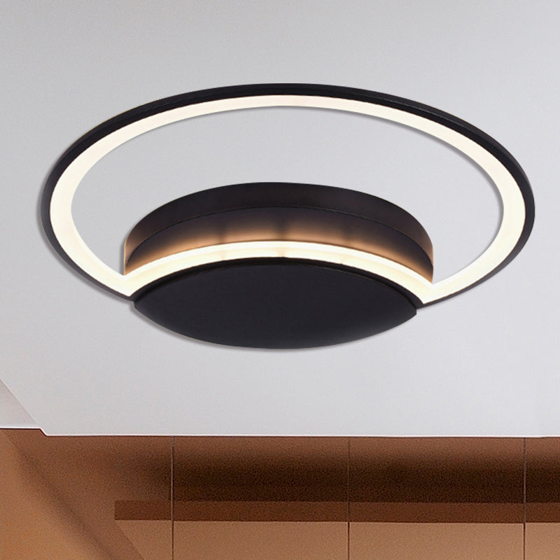 16"/19.5"/23.5" Wide LED Bedroom Ceiling Light with Circle Acrylic Shade White/Black/White and Black Flush Lamp in Warm/White Light Clearhalo 'Ceiling Lights' 'Close To Ceiling Lights' 'Close to ceiling' 'Flush mount' Lighting' 600787