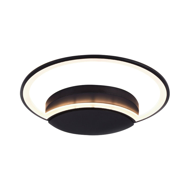 16"/19.5"/23.5" Wide LED Bedroom Ceiling Light with Circle Acrylic Shade White/Black/White and Black Flush Lamp in Warm/White Light Clearhalo 'Ceiling Lights' 'Close To Ceiling Lights' 'Close to ceiling' 'Flush mount' Lighting' 600788