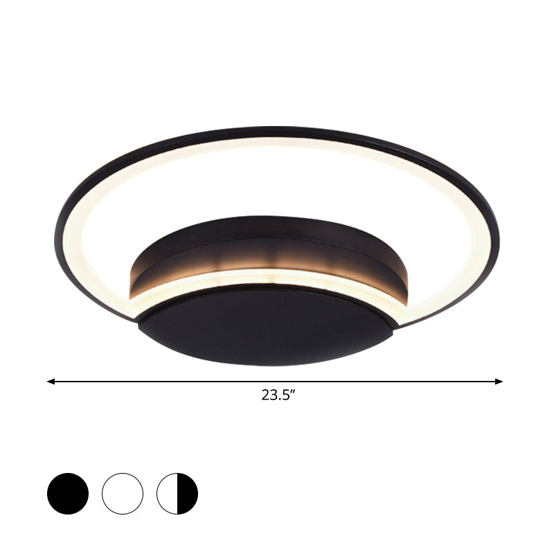 16"/19.5"/23.5" Wide LED Bedroom Ceiling Light with Circle Acrylic Shade White/Black/White and Black Flush Lamp in Warm/White Light Clearhalo 'Ceiling Lights' 'Close To Ceiling Lights' 'Close to ceiling' 'Flush mount' Lighting' 600791