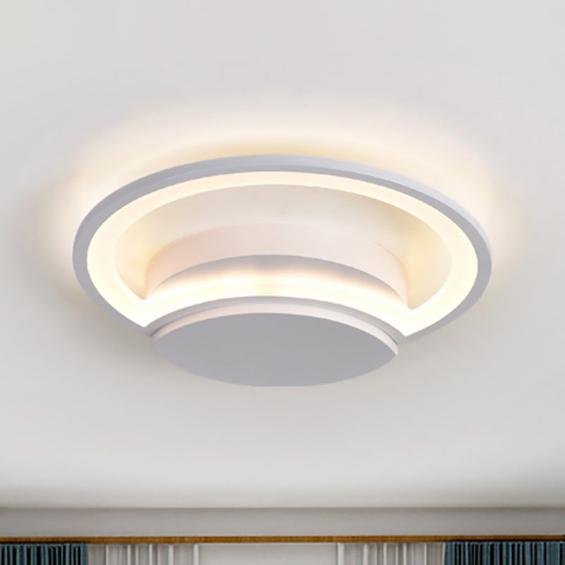 16"/19.5"/23.5" Wide LED Bedroom Ceiling Light with Circle Acrylic Shade White/Black/White and Black Flush Lamp in Warm/White Light White Clearhalo 'Ceiling Lights' 'Close To Ceiling Lights' 'Close to ceiling' 'Flush mount' Lighting' 600792