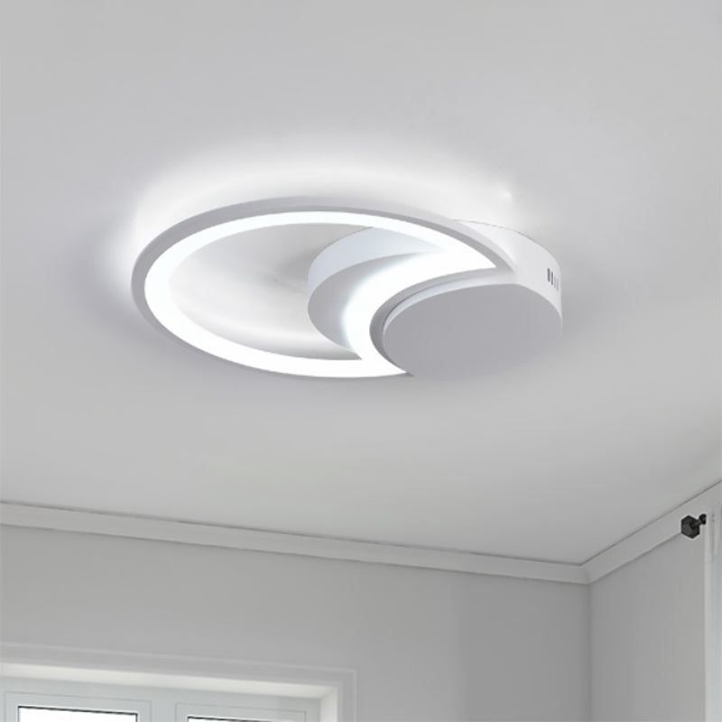 16"/19.5"/23.5" Wide LED Bedroom Ceiling Light with Circle Acrylic Shade White/Black/White and Black Flush Lamp in Warm/White Light Clearhalo 'Ceiling Lights' 'Close To Ceiling Lights' 'Close to ceiling' 'Flush mount' Lighting' 600793