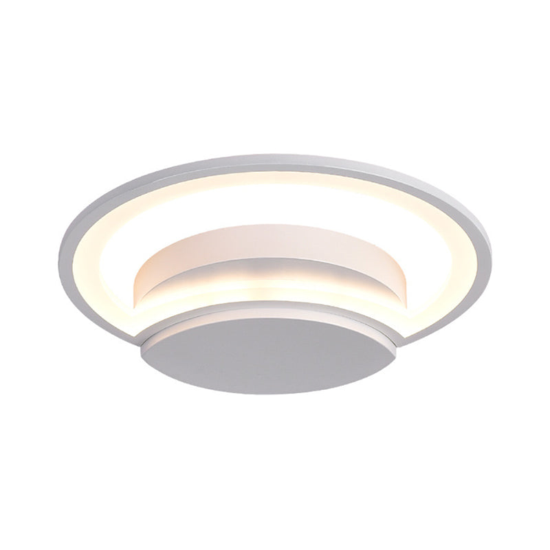 16"/19.5"/23.5" Wide LED Bedroom Ceiling Light with Circle Acrylic Shade White/Black/White and Black Flush Lamp in Warm/White Light Clearhalo 'Ceiling Lights' 'Close To Ceiling Lights' 'Close to ceiling' 'Flush mount' Lighting' 600795