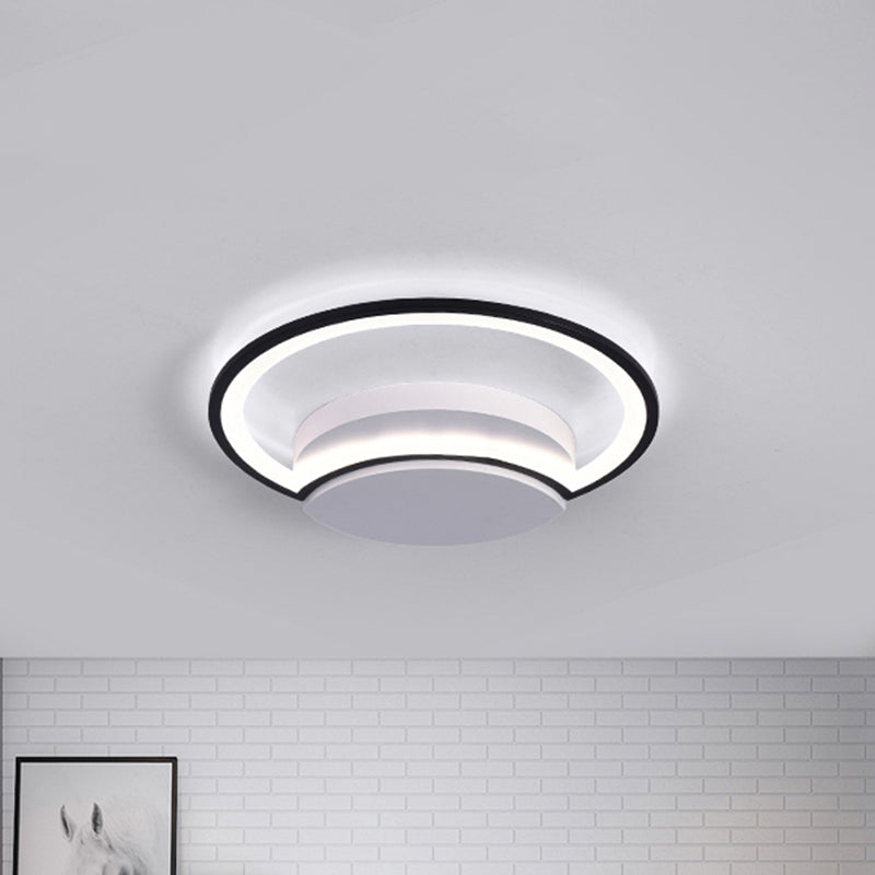 16"/19.5"/23.5" Wide LED Bedroom Ceiling Light with Circle Acrylic Shade White/Black/White and Black Flush Lamp in Warm/White Light Clearhalo 'Ceiling Lights' 'Close To Ceiling Lights' 'Close to ceiling' 'Flush mount' Lighting' 600796