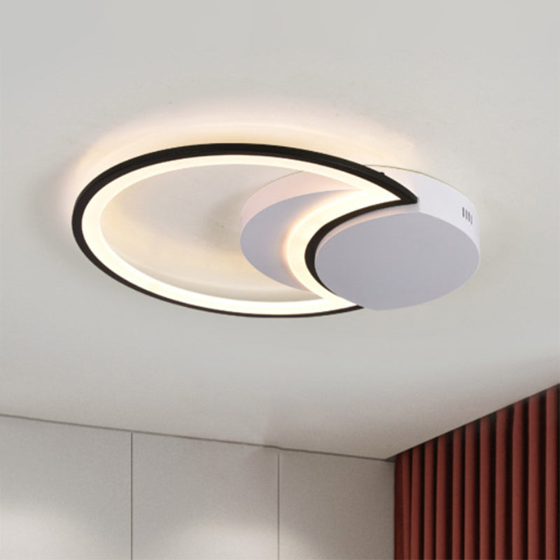 16"/19.5"/23.5" Wide LED Bedroom Ceiling Light with Circle Acrylic Shade White/Black/White and Black Flush Lamp in Warm/White Light Clearhalo 'Ceiling Lights' 'Close To Ceiling Lights' 'Close to ceiling' 'Flush mount' Lighting' 600797