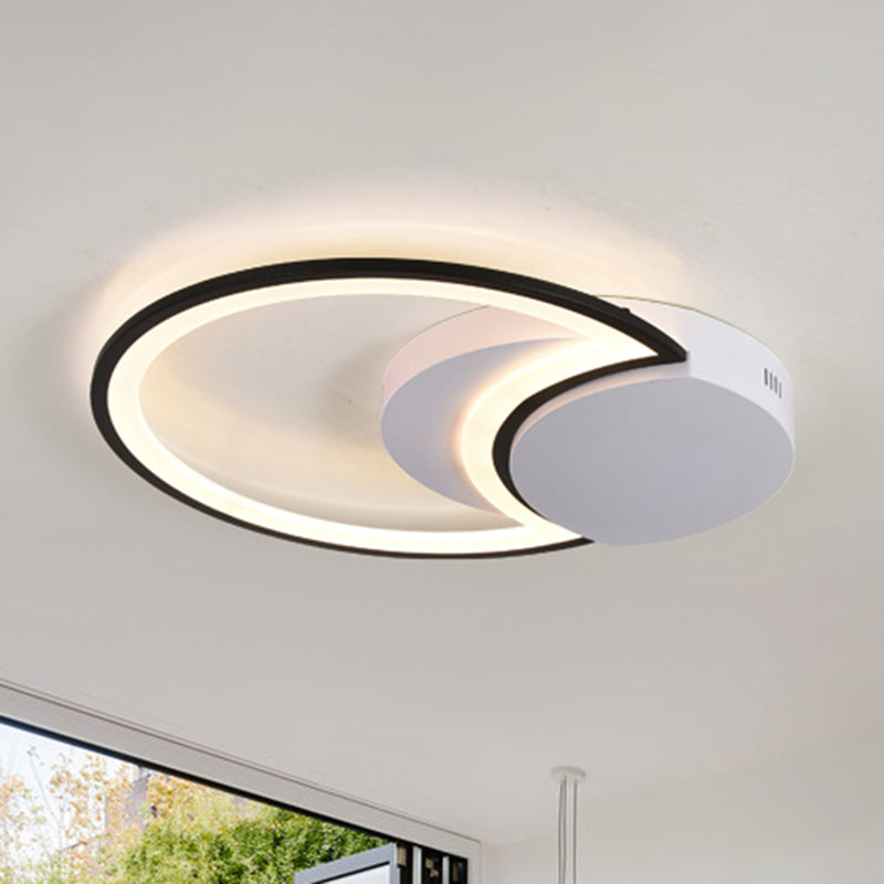 16"/19.5"/23.5" Wide LED Bedroom Ceiling Light with Circle Acrylic Shade White/Black/White and Black Flush Lamp in Warm/White Light Black-White Clearhalo 'Ceiling Lights' 'Close To Ceiling Lights' 'Close to ceiling' 'Flush mount' Lighting' 600798