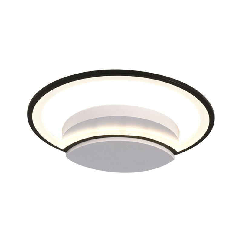 16"/19.5"/23.5" Wide LED Bedroom Ceiling Light with Circle Acrylic Shade White/Black/White and Black Flush Lamp in Warm/White Light Clearhalo 'Ceiling Lights' 'Close To Ceiling Lights' 'Close to ceiling' 'Flush mount' Lighting' 600799