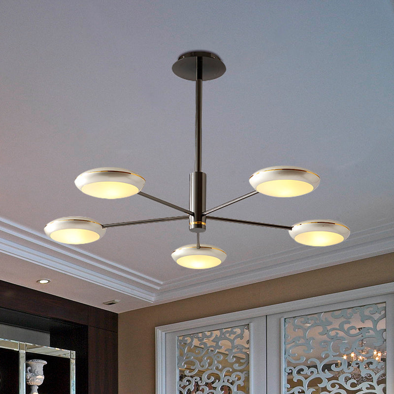 Disc Hanging Ceiling Light Post Modern Metal 5 Lights Dining Room Chandelier Lamp in Silver Clearhalo 'Ceiling Lights' 'Chandeliers' 'Modern Chandeliers' 'Modern' Lighting' 600837