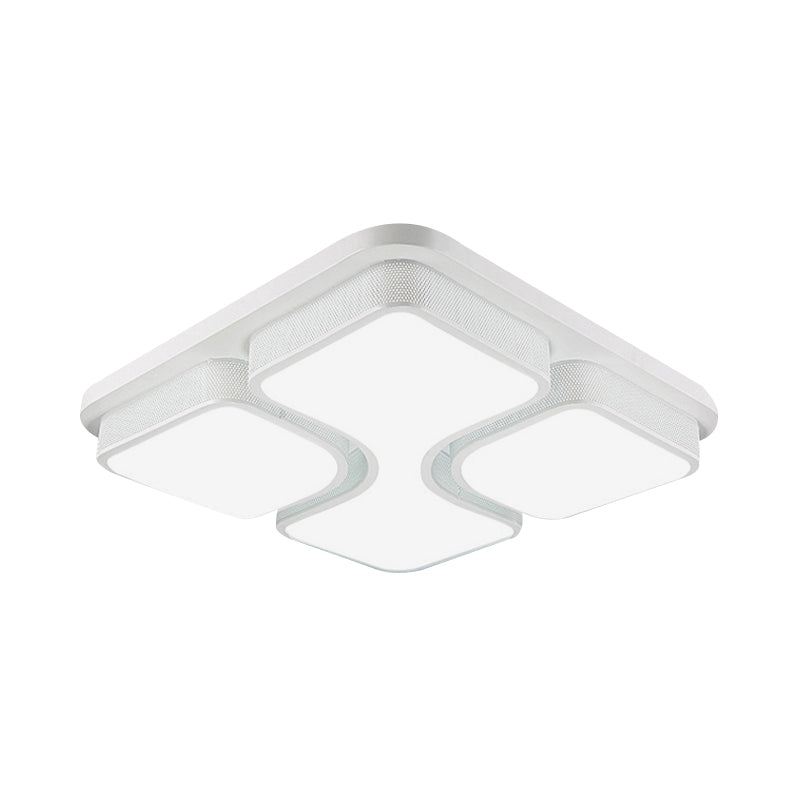 Squared Metallic Ceiling Mounted Light Contemporary 17"/21" Wide LED Black/White Flushmount Light in Warm/White Lighting Clearhalo 'Ceiling Lights' 'Close To Ceiling Lights' 'Close to ceiling' 'Flush mount' Lighting' 600851