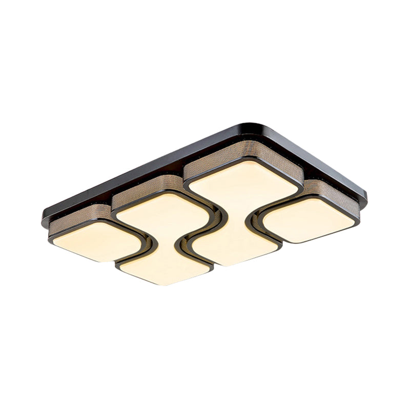 Black/White Rectangular Flush Mount Ceiling Light Simple Warm/White Lighting LED Acrylic Ceiling Light Fixture, 25"/31" Dia Clearhalo 'Ceiling Lights' 'Close To Ceiling Lights' 'Close to ceiling' 'Flush mount' Lighting' 600855