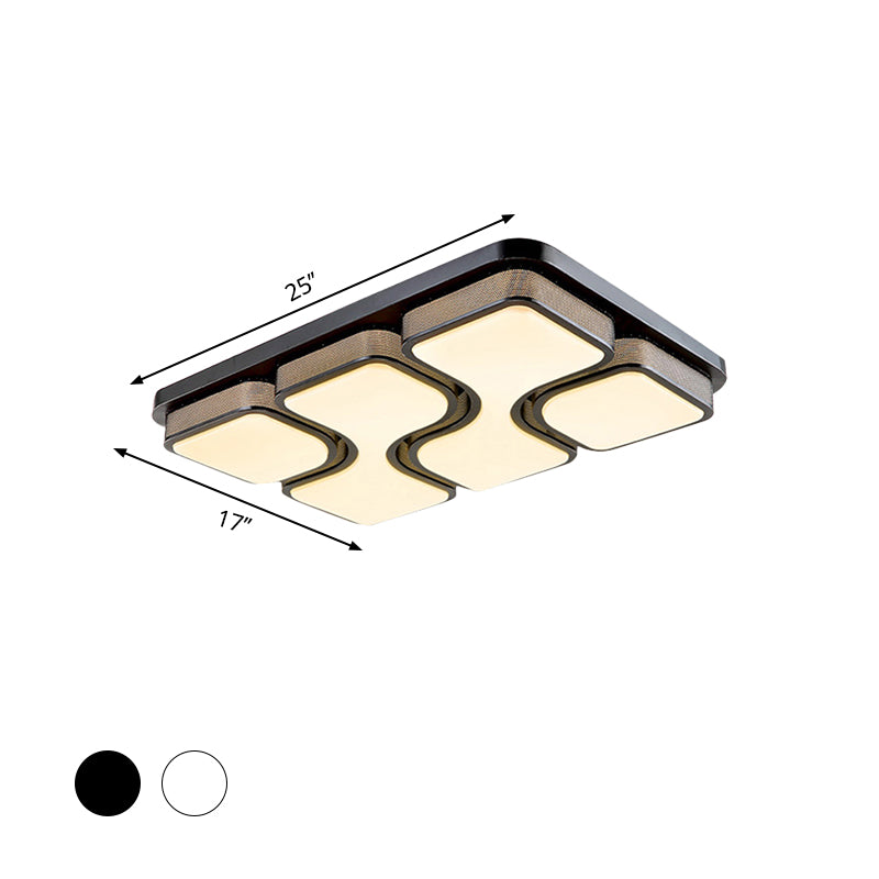 Black/White Rectangular Flush Mount Ceiling Light Simple Warm/White Lighting LED Acrylic Ceiling Light Fixture, 25"/31" Dia Clearhalo 'Ceiling Lights' 'Close To Ceiling Lights' 'Close to ceiling' 'Flush mount' Lighting' 600856