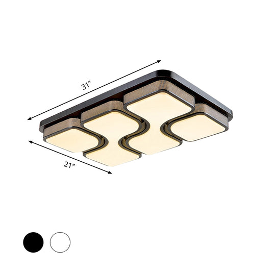 Black/White Rectangular Flush Mount Ceiling Light Simple Warm/White Lighting LED Acrylic Ceiling Light Fixture, 25"/31" Dia Clearhalo 'Ceiling Lights' 'Close To Ceiling Lights' 'Close to ceiling' 'Flush mount' Lighting' 600857