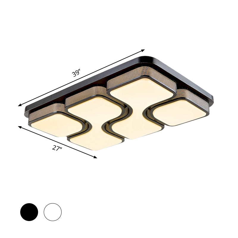 Black/White Rectangular Flush Mount Ceiling Light Simple Warm/White Lighting LED Acrylic Ceiling Light Fixture, 25"/31" Dia Clearhalo 'Ceiling Lights' 'Close To Ceiling Lights' 'Close to ceiling' 'Flush mount' Lighting' 600858