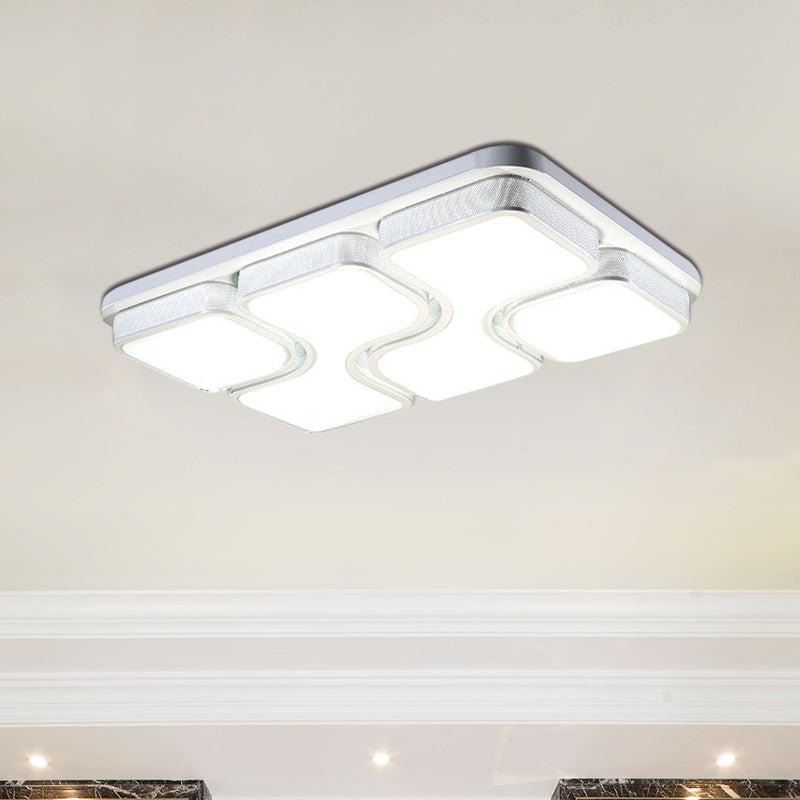 Black/White Rectangular Flush Mount Ceiling Light Simple Warm/White Lighting LED Acrylic Ceiling Light Fixture, 25"/31" Dia Clearhalo 'Ceiling Lights' 'Close To Ceiling Lights' 'Close to ceiling' 'Flush mount' Lighting' 600861