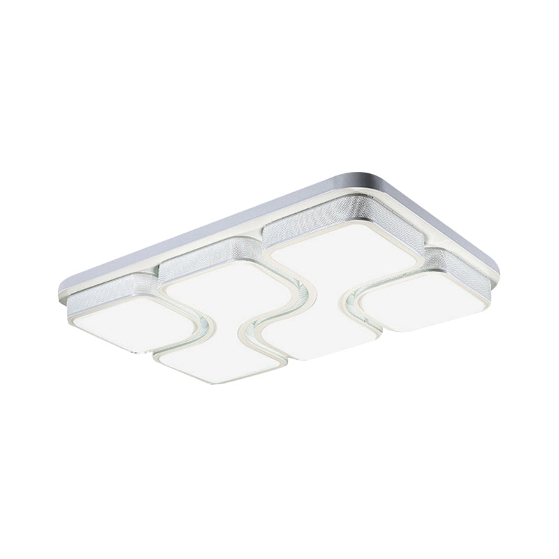 Black/White Rectangular Flush Mount Ceiling Light Simple Warm/White Lighting LED Acrylic Ceiling Light Fixture, 25"/31" Dia Clearhalo 'Ceiling Lights' 'Close To Ceiling Lights' 'Close to ceiling' 'Flush mount' Lighting' 600862