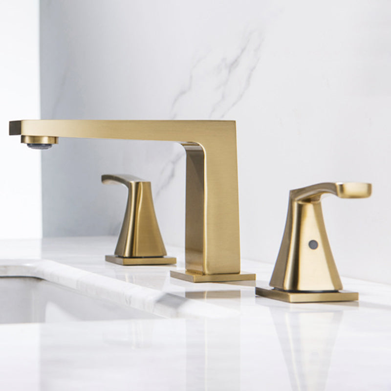 Modern 2-Handle Bathroom Sink Faucet 3 Hole Widespread Bathroom Faucet with Steel Clearhalo 'bathroom_sink_faucets' 'Conjunta de Baño y Conjunta de Grifo' 'Coronamiento de Baño y Dispositivo de Baño' 'Grifo del lavabo del baño' 'Hogar' 'home_improvement' 'home_improvement_bathroom_sink_faucets' 'Mejoras para el hogar' 6013267