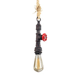 Warehouse Pipe Pendant Light 1 Head Metal and Rope Adjustable Ceiling Light Fixture with Bare Bulb in Antique Rust Clearhalo 'Art Deco Pendants' 'Cast Iron' 'Ceiling Lights' 'Ceramic' 'Crystal' 'Industrial Pendants' 'Industrial' 'Metal' 'Middle Century Pendants' 'Pendant Lights' 'Pendants' 'Tiffany' Lighting' 601542