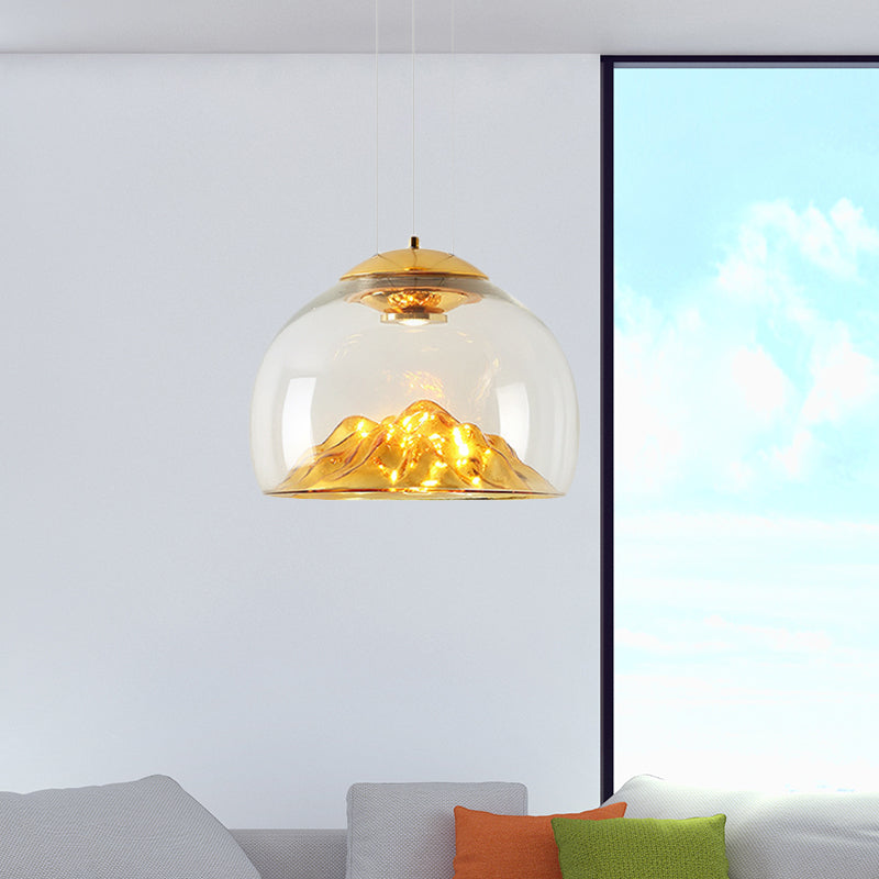 Cylinder/Semicircle Pendant Light Post Modernist Clear Glass Led Gold/Silver Hanging Lamp Fixture for Dining Room Clearhalo 'Ceiling Lights' 'Glass shade' 'Glass' 'Modern Pendants' 'Modern' 'Pendant Lights' 'Pendants' Lighting' 601567