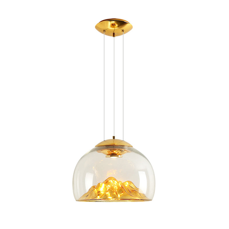 Cylinder/Semicircle Pendant Light Post Modernist Clear Glass Led Gold/Silver Hanging Lamp Fixture for Dining Room Clearhalo 'Ceiling Lights' 'Glass shade' 'Glass' 'Modern Pendants' 'Modern' 'Pendant Lights' 'Pendants' Lighting' 601568