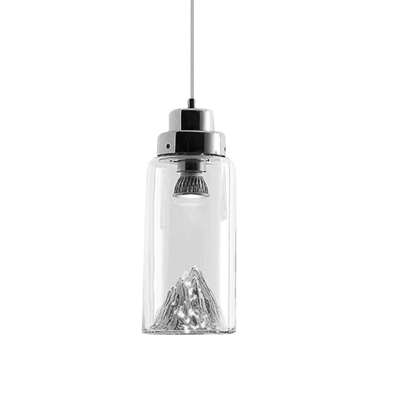 Cylinder/Semicircle Pendant Light Post Modernist Clear Glass Led Gold/Silver Hanging Lamp Fixture for Dining Room Clearhalo 'Ceiling Lights' 'Glass shade' 'Glass' 'Modern Pendants' 'Modern' 'Pendant Lights' 'Pendants' Lighting' 601573