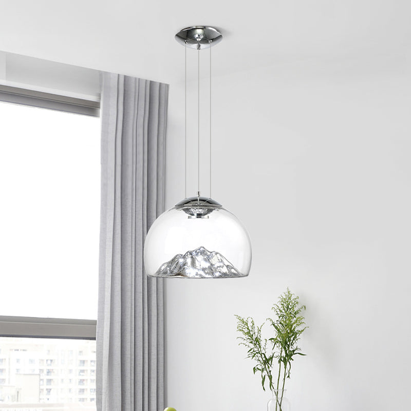 Cylinder/Semicircle Pendant Light Post Modernist Clear Glass Led Gold/Silver Hanging Lamp Fixture for Dining Room Clearhalo 'Ceiling Lights' 'Glass shade' 'Glass' 'Modern Pendants' 'Modern' 'Pendant Lights' 'Pendants' Lighting' 601574