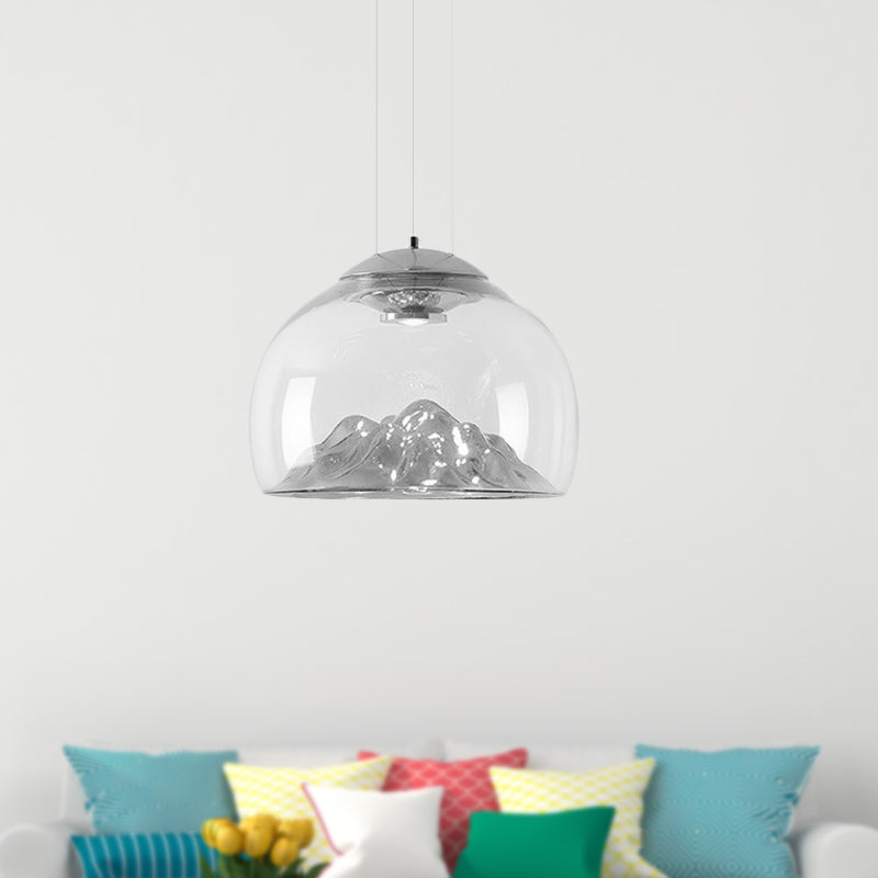 Cylinder/Semicircle Pendant Light Post Modernist Clear Glass Led Gold/Silver Hanging Lamp Fixture for Dining Room Clearhalo 'Ceiling Lights' 'Glass shade' 'Glass' 'Modern Pendants' 'Modern' 'Pendant Lights' 'Pendants' Lighting' 601575