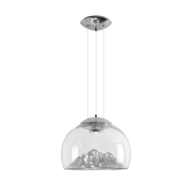 Cylinder/Semicircle Pendant Light Post Modernist Clear Glass Led Gold/Silver Hanging Lamp Fixture for Dining Room Clearhalo 'Ceiling Lights' 'Glass shade' 'Glass' 'Modern Pendants' 'Modern' 'Pendant Lights' 'Pendants' Lighting' 601577