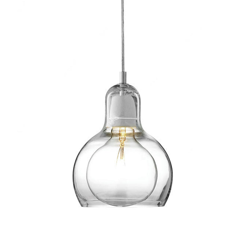 Clear/Amber/Grey Glass Gourd Pendant Light Modernist 1 Light Hanging Ceiling Lamp for Dining Room, 4"/7" Wide Clearhalo 'Ceiling Lights' 'Glass shade' 'Glass' 'Modern Pendants' 'Modern' 'Pendant Lights' 'Pendants' Lighting' 601599