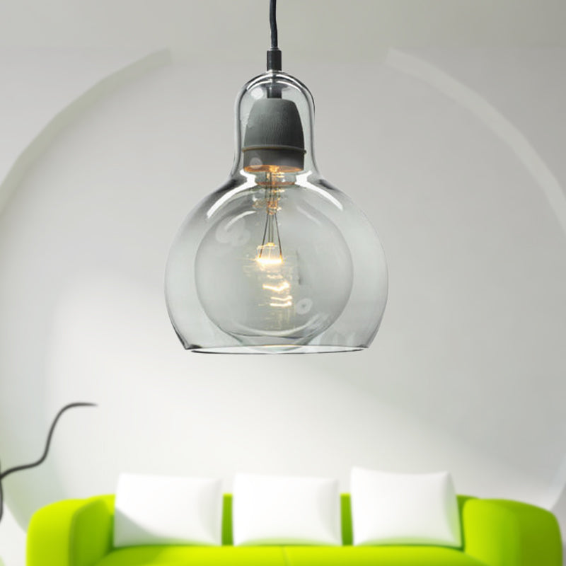 Clear/Amber/Grey Glass Gourd Pendant Light Modernist 1 Light Hanging Ceiling Lamp for Dining Room, 4"/7" Wide Clearhalo 'Ceiling Lights' 'Glass shade' 'Glass' 'Modern Pendants' 'Modern' 'Pendant Lights' 'Pendants' Lighting' 601602