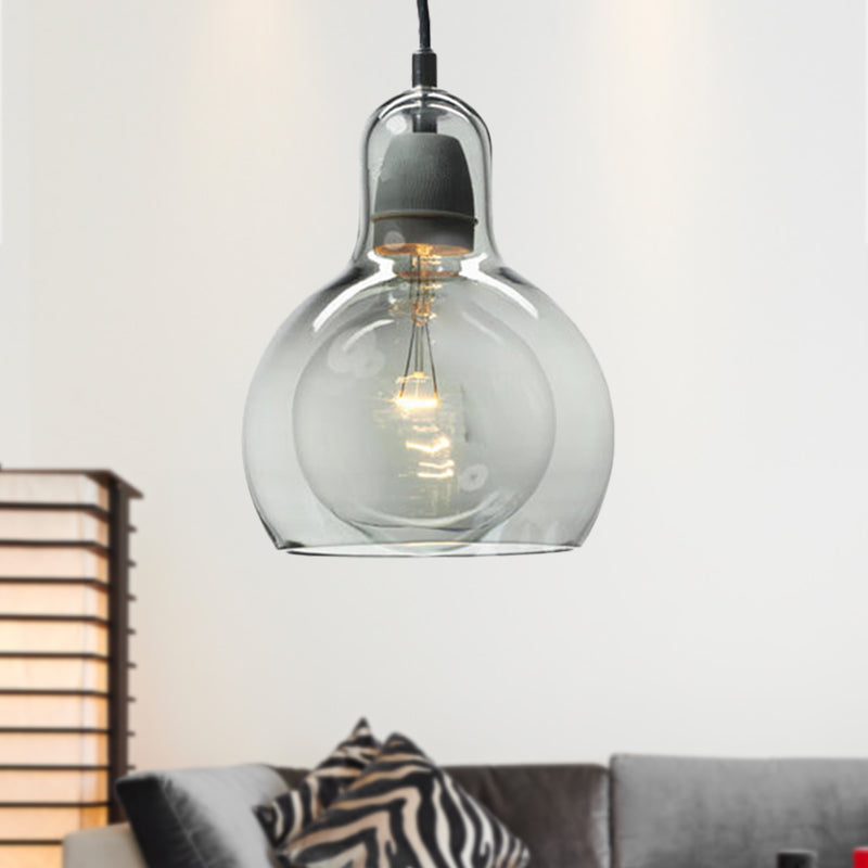 Clear/Amber/Grey Glass Gourd Pendant Light Modernist 1 Light Hanging Ceiling Lamp for Dining Room, 4"/7" Wide Clearhalo 'Ceiling Lights' 'Glass shade' 'Glass' 'Modern Pendants' 'Modern' 'Pendant Lights' 'Pendants' Lighting' 601603