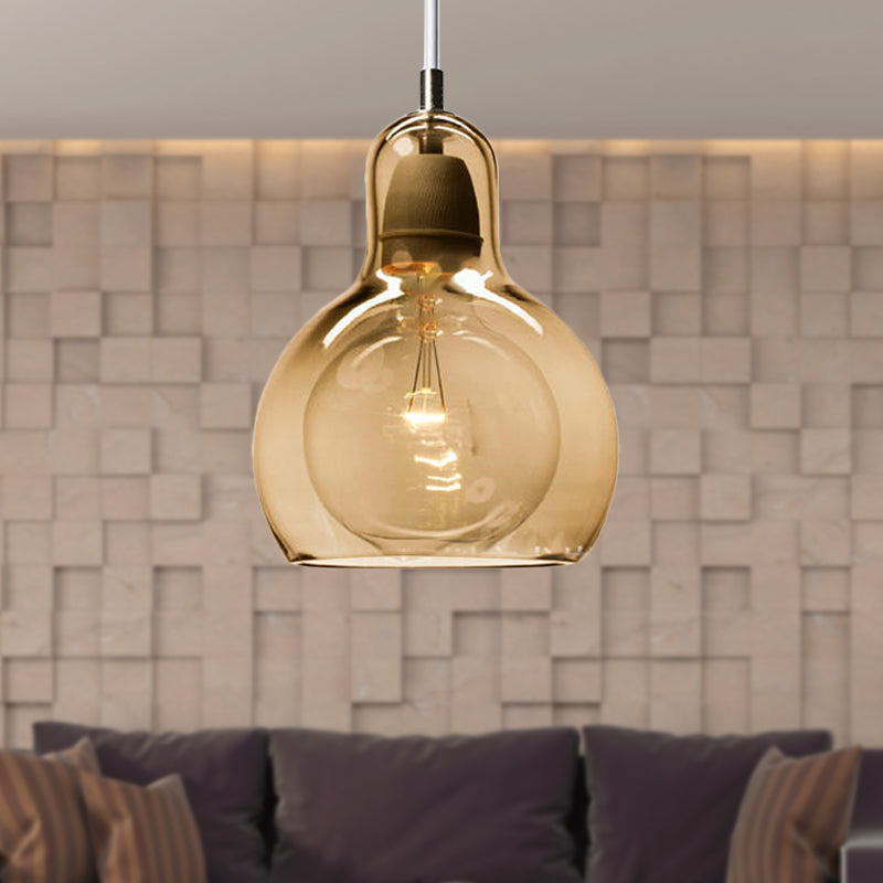 Clear/Amber/Grey Glass Gourd Pendant Light Modernist 1 Light Hanging Ceiling Lamp for Dining Room, 4"/7" Wide Clearhalo 'Ceiling Lights' 'Glass shade' 'Glass' 'Modern Pendants' 'Modern' 'Pendant Lights' 'Pendants' Lighting' 601607