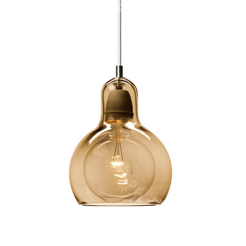 Clear/Amber/Grey Glass Gourd Pendant Light Modernist 1 Light Hanging Ceiling Lamp for Dining Room, 4"/7" Wide Clearhalo 'Ceiling Lights' 'Glass shade' 'Glass' 'Modern Pendants' 'Modern' 'Pendant Lights' 'Pendants' Lighting' 601608