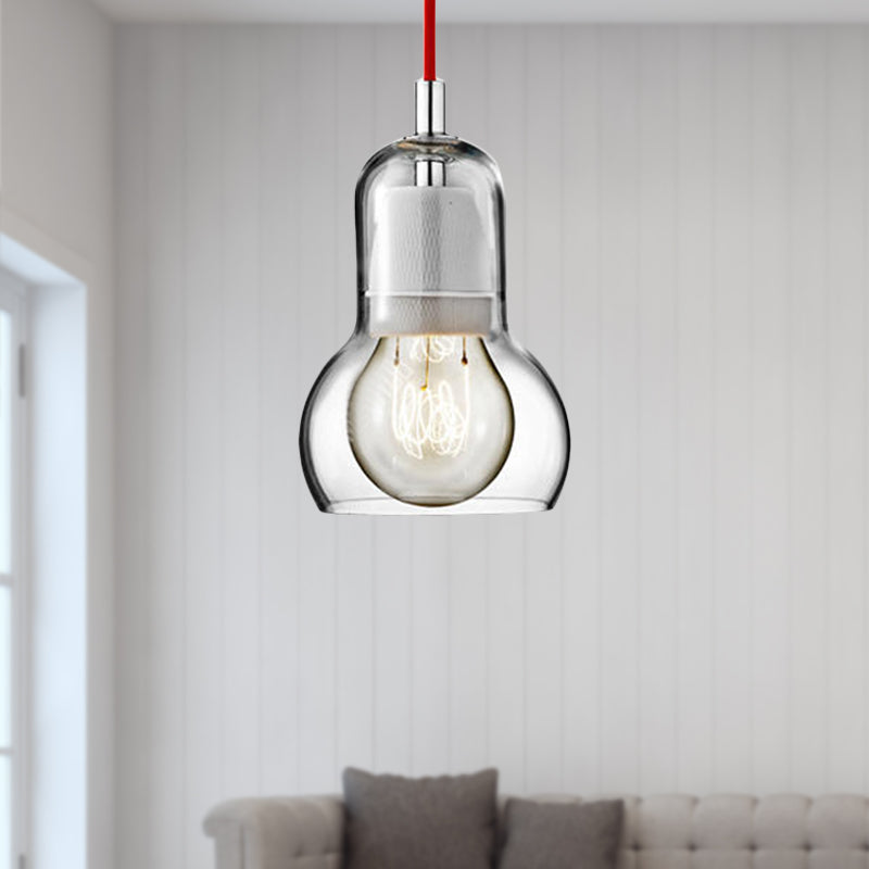 Clear/Amber/Grey Glass Gourd Pendant Light Modernist 1 Light Hanging Ceiling Lamp for Dining Room, 4"/7" Wide Clearhalo 'Ceiling Lights' 'Glass shade' 'Glass' 'Modern Pendants' 'Modern' 'Pendant Lights' 'Pendants' Lighting' 601611