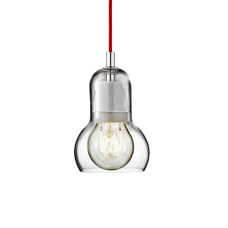 Clear/Amber/Grey Glass Gourd Pendant Light Modernist 1 Light Hanging Ceiling Lamp for Dining Room, 4"/7" Wide Clearhalo 'Ceiling Lights' 'Glass shade' 'Glass' 'Modern Pendants' 'Modern' 'Pendant Lights' 'Pendants' Lighting' 601612