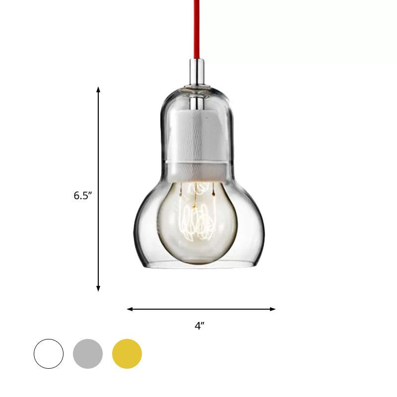 Clear/Amber/Grey Glass Gourd Pendant Light Modernist 1 Light Hanging Ceiling Lamp for Dining Room, 4"/7" Wide Clearhalo 'Ceiling Lights' 'Glass shade' 'Glass' 'Modern Pendants' 'Modern' 'Pendant Lights' 'Pendants' Lighting' 601613