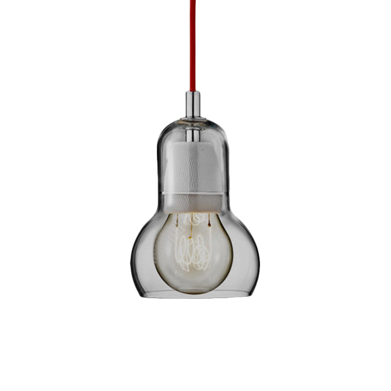 Clear/Amber/Grey Glass Gourd Pendant Light Modernist 1 Light Hanging Ceiling Lamp for Dining Room, 4"/7" Wide Clearhalo 'Ceiling Lights' 'Glass shade' 'Glass' 'Modern Pendants' 'Modern' 'Pendant Lights' 'Pendants' Lighting' 601617