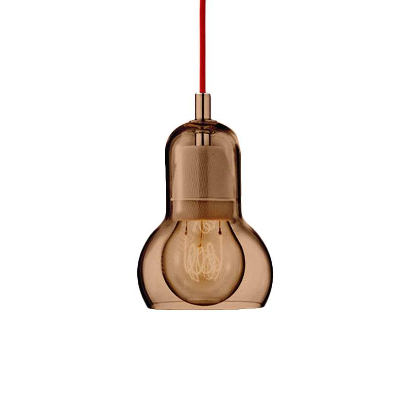 Clear/Amber/Grey Glass Gourd Pendant Light Modernist 1 Light Hanging Ceiling Lamp for Dining Room, 4"/7" Wide Clearhalo 'Ceiling Lights' 'Glass shade' 'Glass' 'Modern Pendants' 'Modern' 'Pendant Lights' 'Pendants' Lighting' 601621