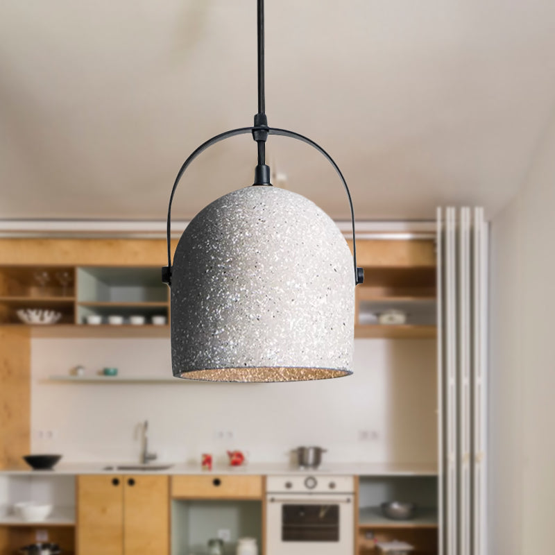 Dome Pendant Lighting Nordic Cement 1 Light Black/Grey/White Hanging Pendant Light Clearhalo 'Ceiling Lights' 'Modern Pendants' 'Modern' 'Pendant Lights' 'Pendants' Lighting' 601623