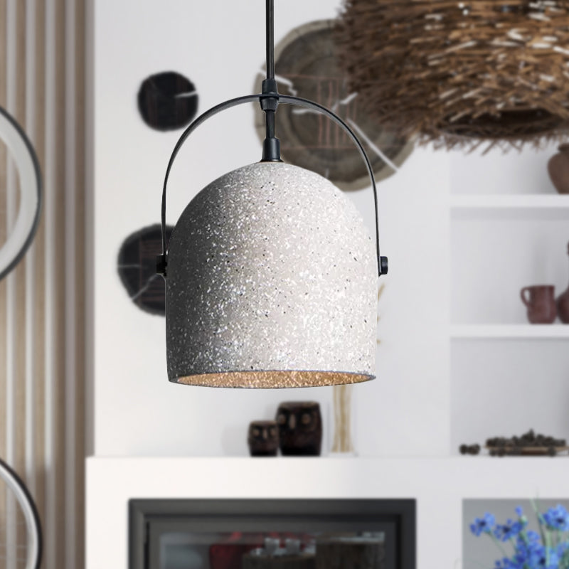 Dome Pendant Lighting Nordic Cement 1 Light Black/Grey/White Hanging Pendant Light Clearhalo 'Ceiling Lights' 'Modern Pendants' 'Modern' 'Pendant Lights' 'Pendants' Lighting' 601624