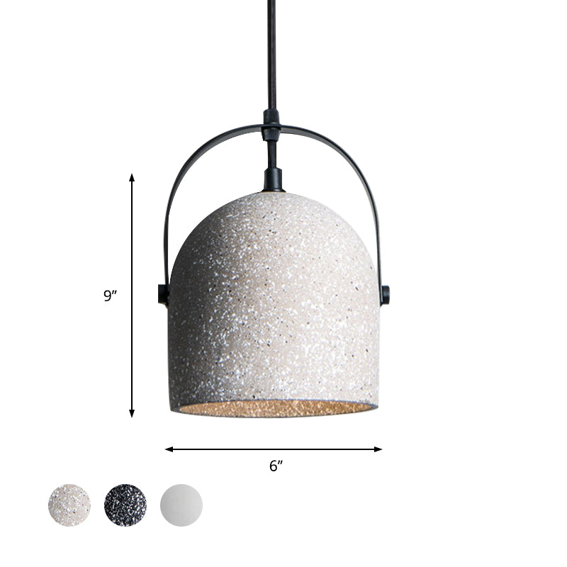 Dome Pendant Lighting Nordic Cement 1 Light Black/Grey/White Hanging Pendant Light Clearhalo 'Ceiling Lights' 'Modern Pendants' 'Modern' 'Pendant Lights' 'Pendants' Lighting' 601626