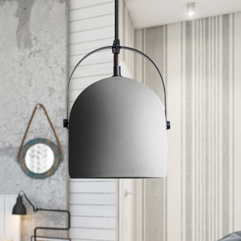 Dome Pendant Lighting Nordic Cement 1 Light Black/Grey/White Hanging Pendant Light Grey Clearhalo 'Ceiling Lights' 'Modern Pendants' 'Modern' 'Pendant Lights' 'Pendants' Lighting' 601631