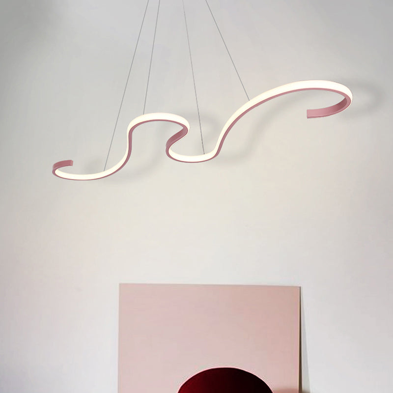 Twist Pendant Nordic Acrylic LED Pink/Black/White Hanging Ceiling Light in Warm/White/Natural Light Pink Clearhalo 'Ceiling Lights' 'Modern Pendants' 'Modern' 'Pendant Lights' 'Pendants' Lighting' 601640