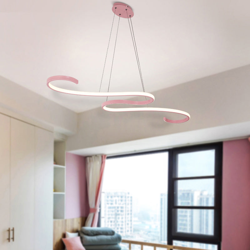 Twist Pendant Nordic Acrylic LED Pink/Black/White Hanging Ceiling Light in Warm/White/Natural Light Clearhalo 'Ceiling Lights' 'Modern Pendants' 'Modern' 'Pendant Lights' 'Pendants' Lighting' 601642