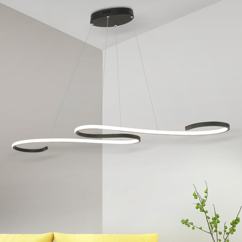 Twist Pendant Nordic Acrylic LED Pink/Black/White Hanging Ceiling Light in Warm/White/Natural Light Black Clearhalo 'Ceiling Lights' 'Modern Pendants' 'Modern' 'Pendant Lights' 'Pendants' Lighting' 601645