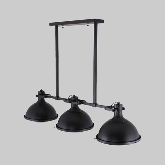 3 Lights Symmetrical Island Light with Dome Shade Loft Style Black/White Metal Ceiling Lamp Pendant Clearhalo 'Ceiling Lights' 'Island Lights' Lighting' 601786