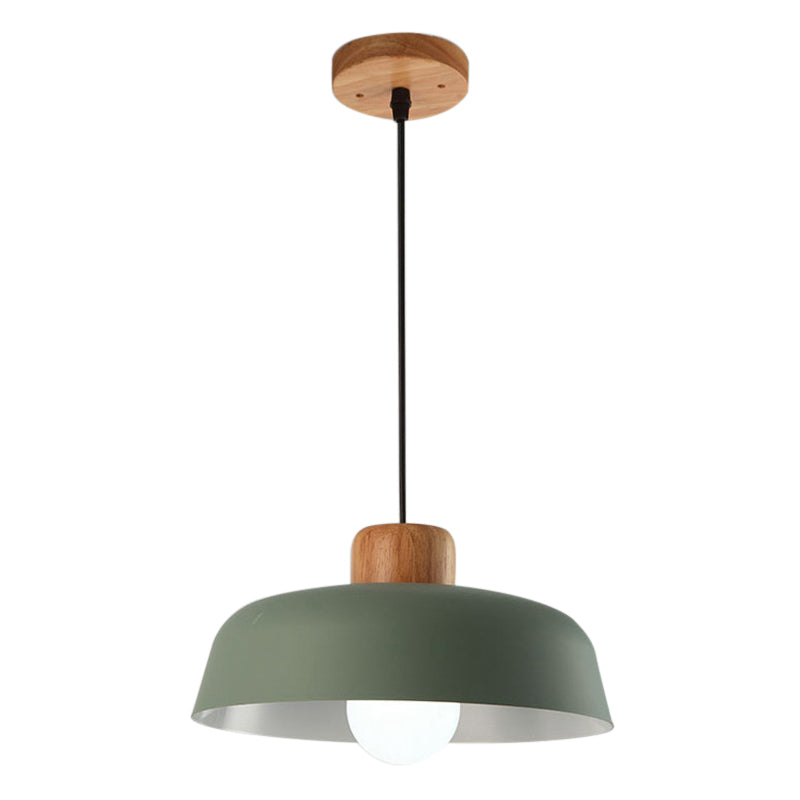 12"/15" Wide Bowl Shade Metallic Hanging Light Macaron Style 1 Bulb Kitchen Ceiling Pendant Lamp in Green/Pink Clearhalo 'Ceiling Lights' 'Modern Pendants' 'Modern' 'Pendant Lights' 'Pendants' Lighting' 602035